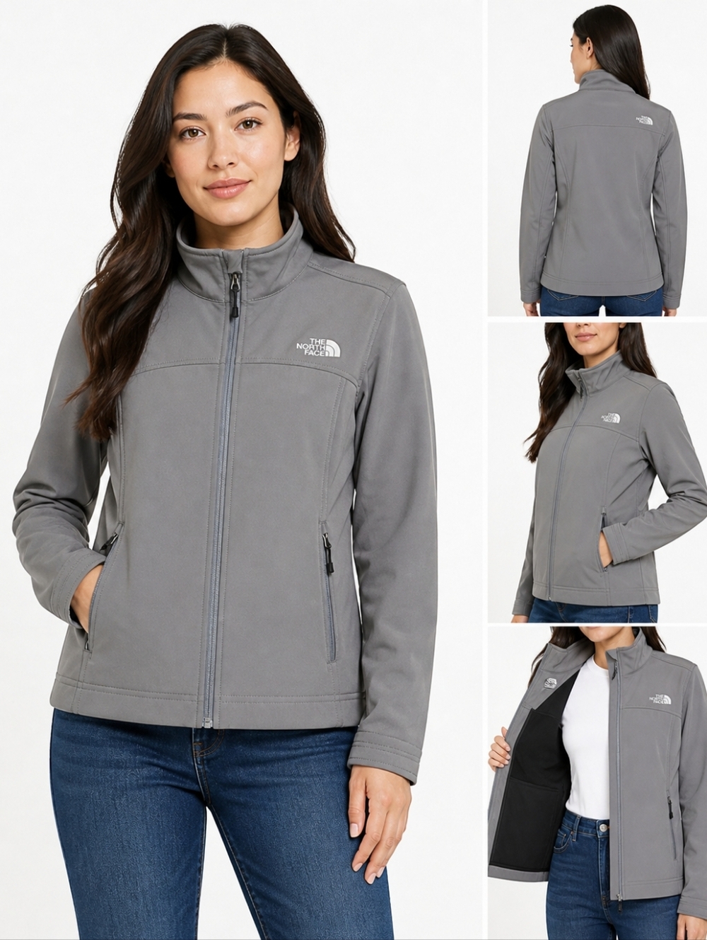 The North Face Women's Softshell Jacket Gray Full Zip Lightweight Outdoor Coat L - Picture 1 of 12